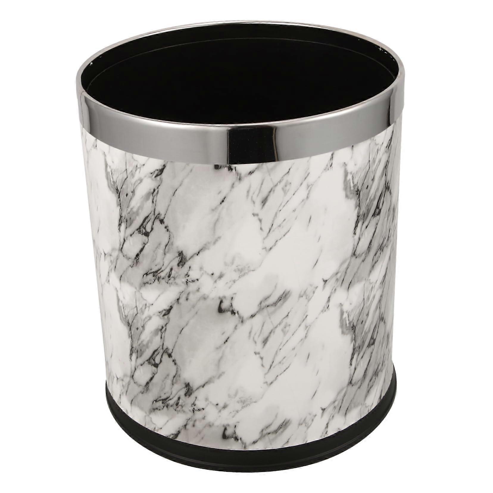 Marble Trash Can with Stylish Marble Pattern, Easy to Clean Waste Bin for Kitchen, Office, Bathroom
