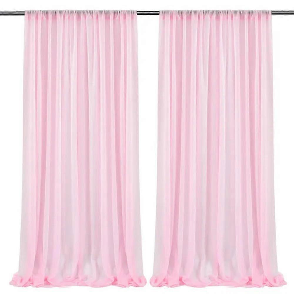 2Pcs Dusty Blue Extra Long Chiffon Wedding Backdrop Curtain Drapes for Ceremony and Reception