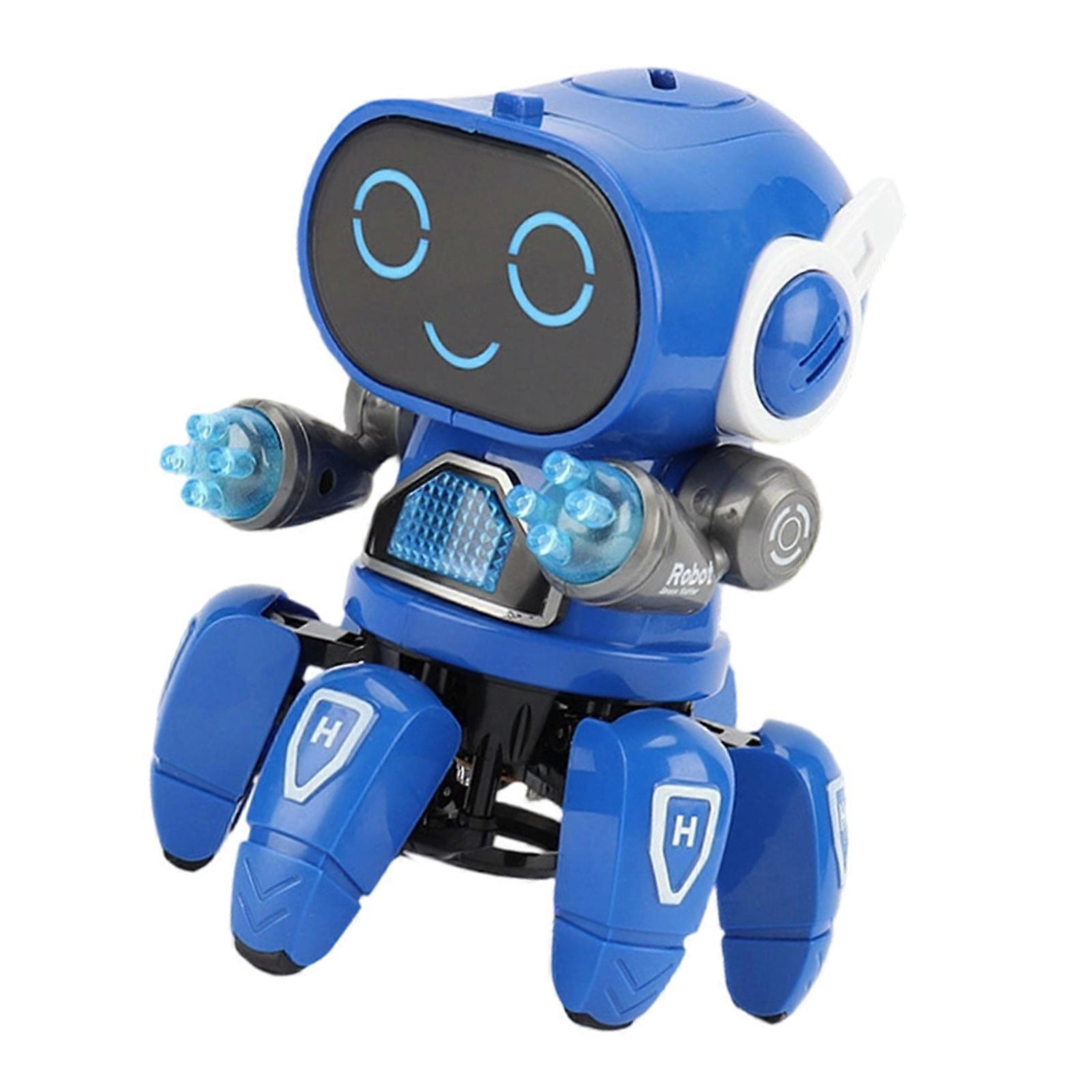 Elektrikli Altı Pençeli Komik Robot, Çocuklar İçin Programlama Eğitimi ve Aile Eğlencesi, Müzik Entegrasyonu Özelliğiyle Mavi Renkte
