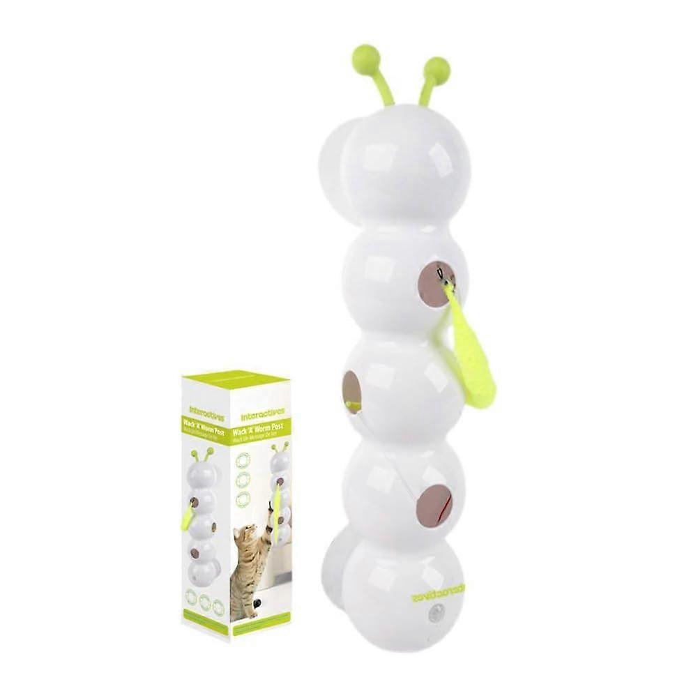 USB Rechargeable Interactive Cat Toy with Smart Sensor and Random Feather Movements, White