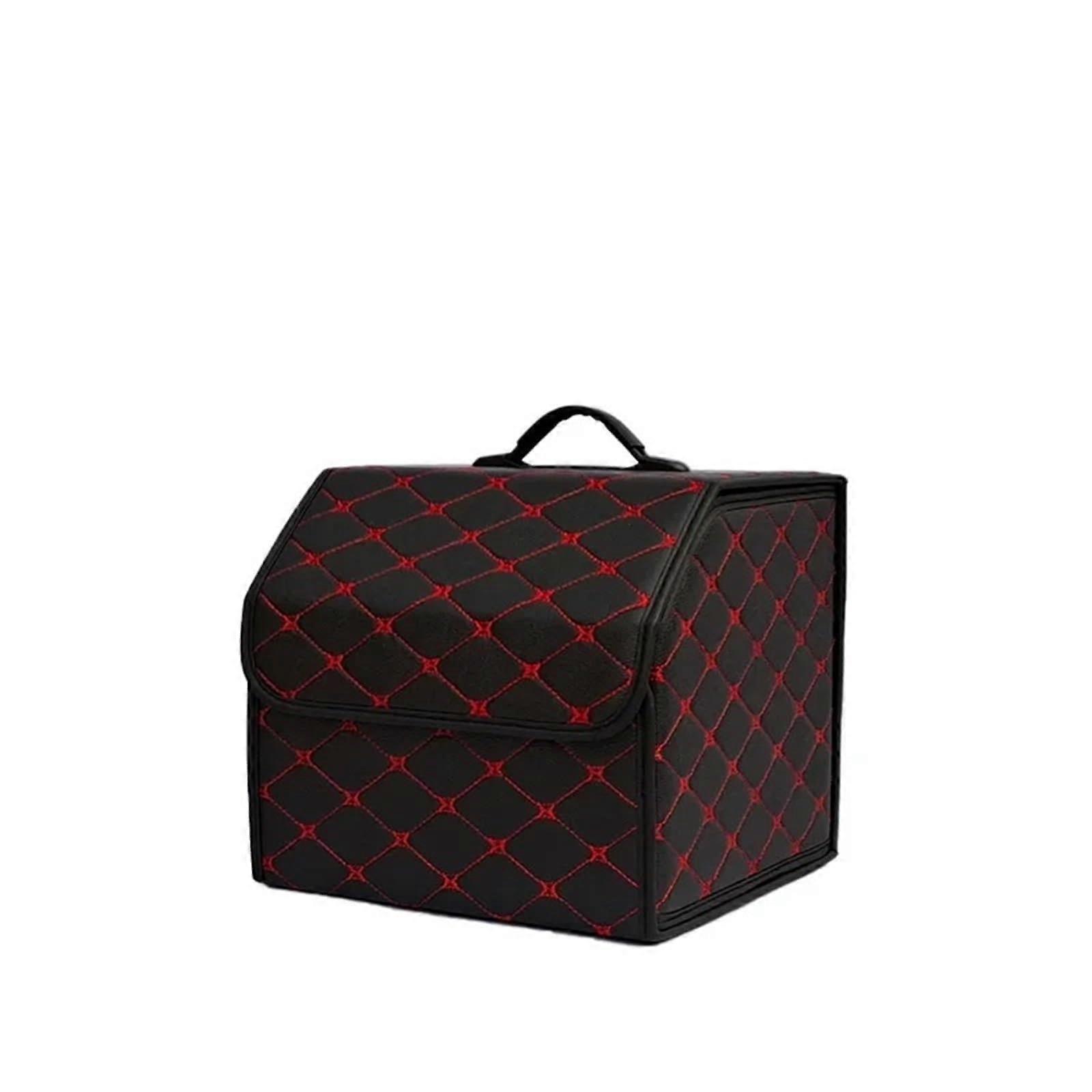 Leather Foldable Car Trunk Organizer, Large Capacity Storage Box for Auto Tools, Red S