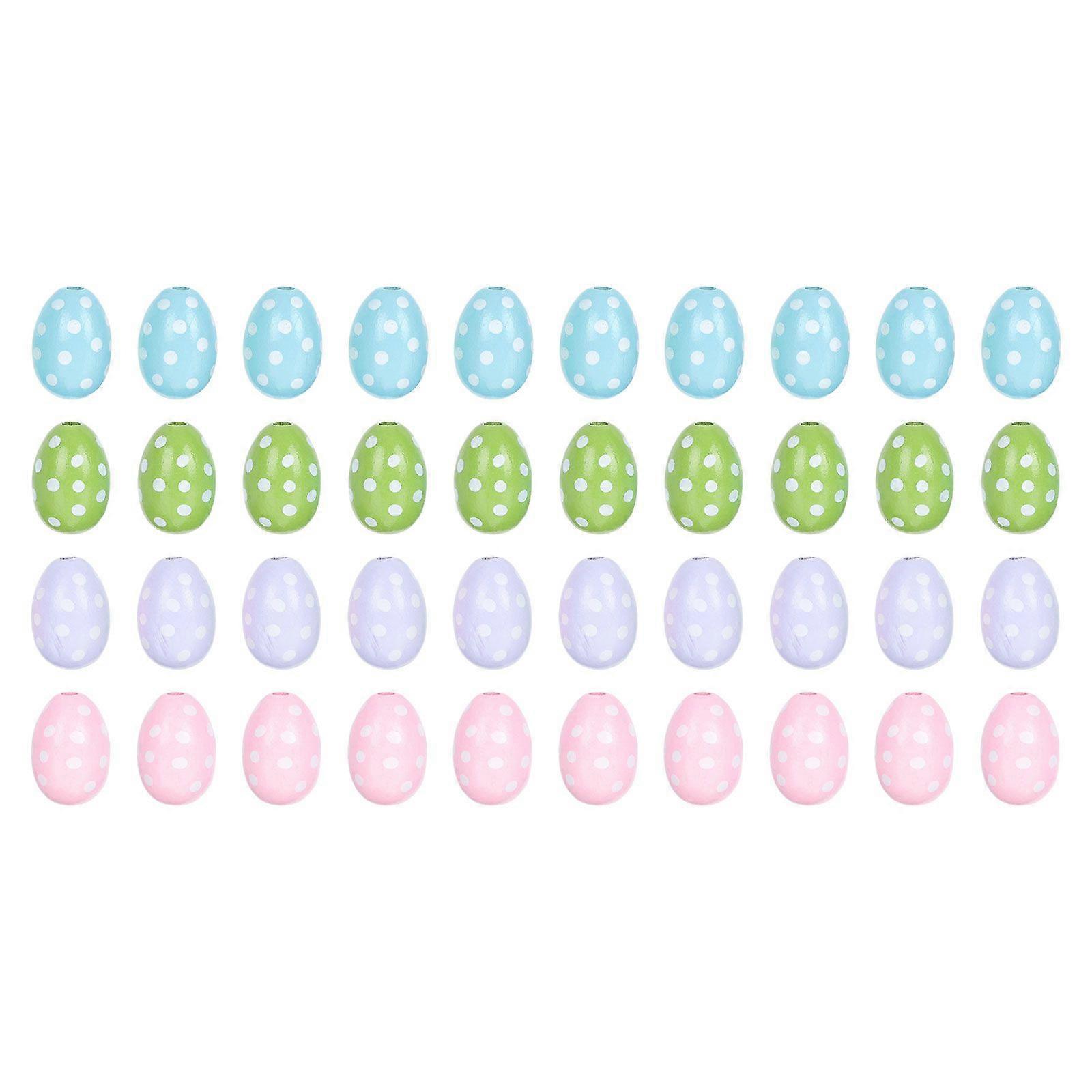 40 Pcs Easter Egg Shape Wooden Beads DIY Craft Making Beads DIY String Making Beads
