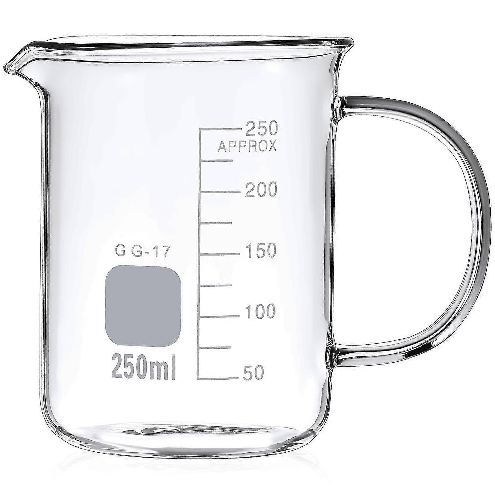 Glass Measuring Beaker Transparent Design Multi-Functional Science Gifts 250ml Capacity 1Set