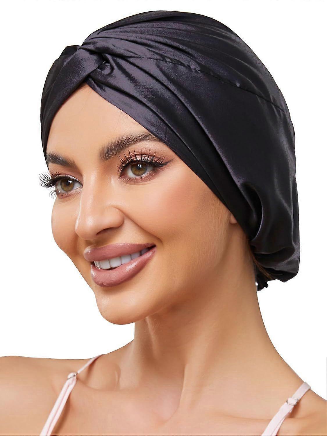 Adjustable Silk Satin Bonnet for Sleeping Hair Wrap, Double Layer Sleep Cap,