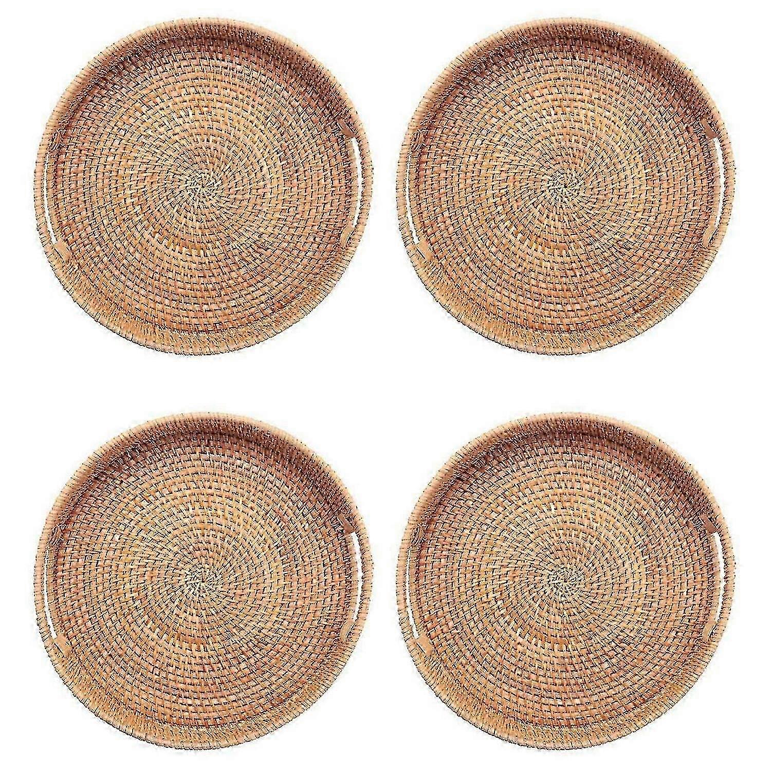 Round woven rattan tray/footstool tray