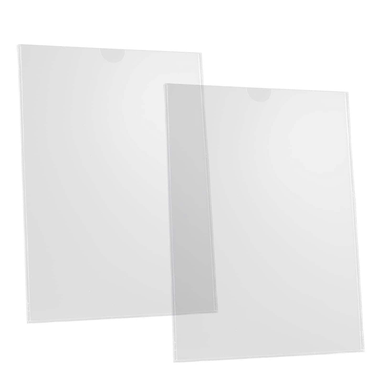 Acrylic A4 Display Stand, Wall Mounted Transparent Document Holder with Secure Angled Slot, 2 Pcs