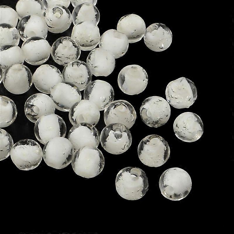 Handmade Luminous Lampwork Beads Round White 8mm Hole: 1mm
