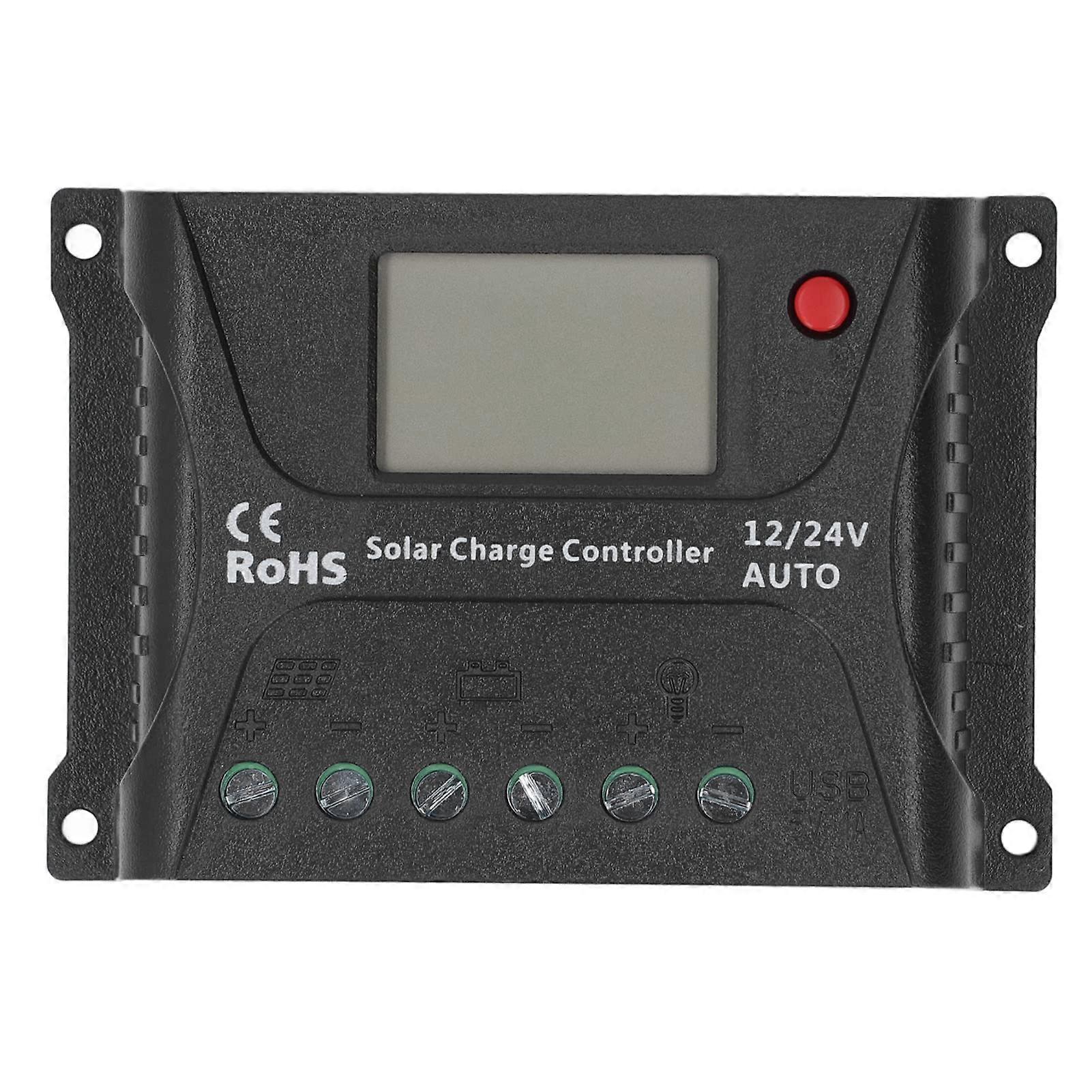 Solar Charge Controller 10A 12V 24V PWM Regulator with LCD Display USB and MultiProtection for Battery Charging