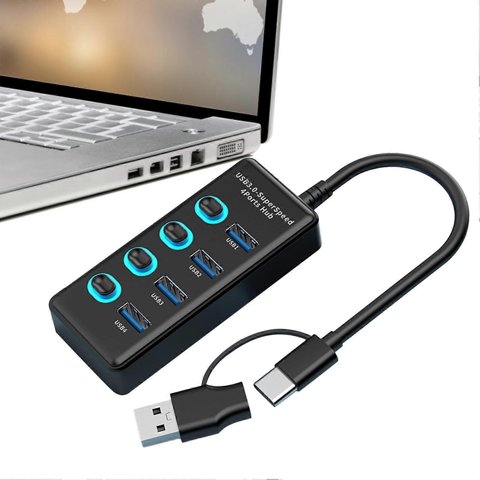 USB 3.0 Hub for Laptop with Speed Data Transfer and Individual Port Control