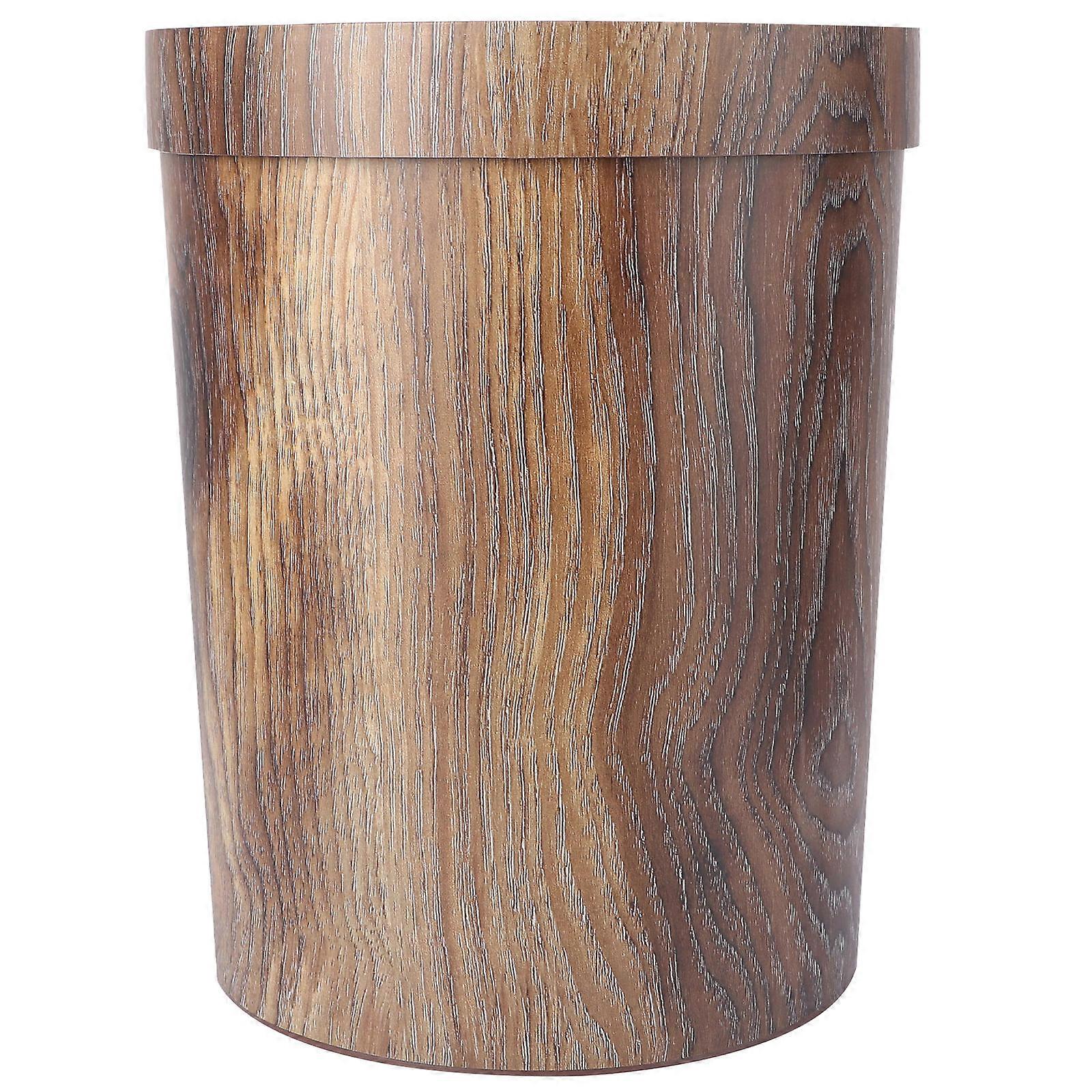Wood Grain Garbage Can for Office Decorative Trash Can Container