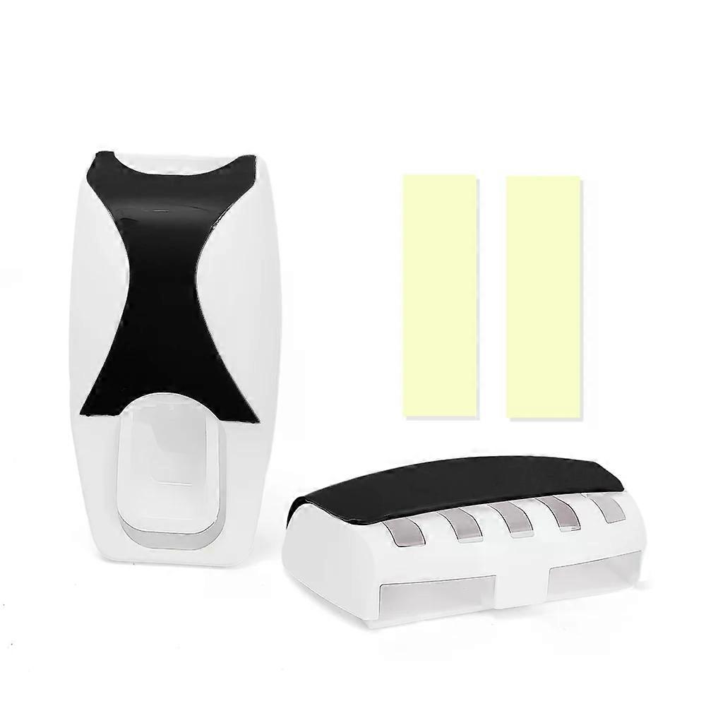 1Set Toothbrush Holder With Automatic Toothpaste Dispenser Wall Mounted Toothbrush Storage Rack / Bathroom Toothpaste Squeezer