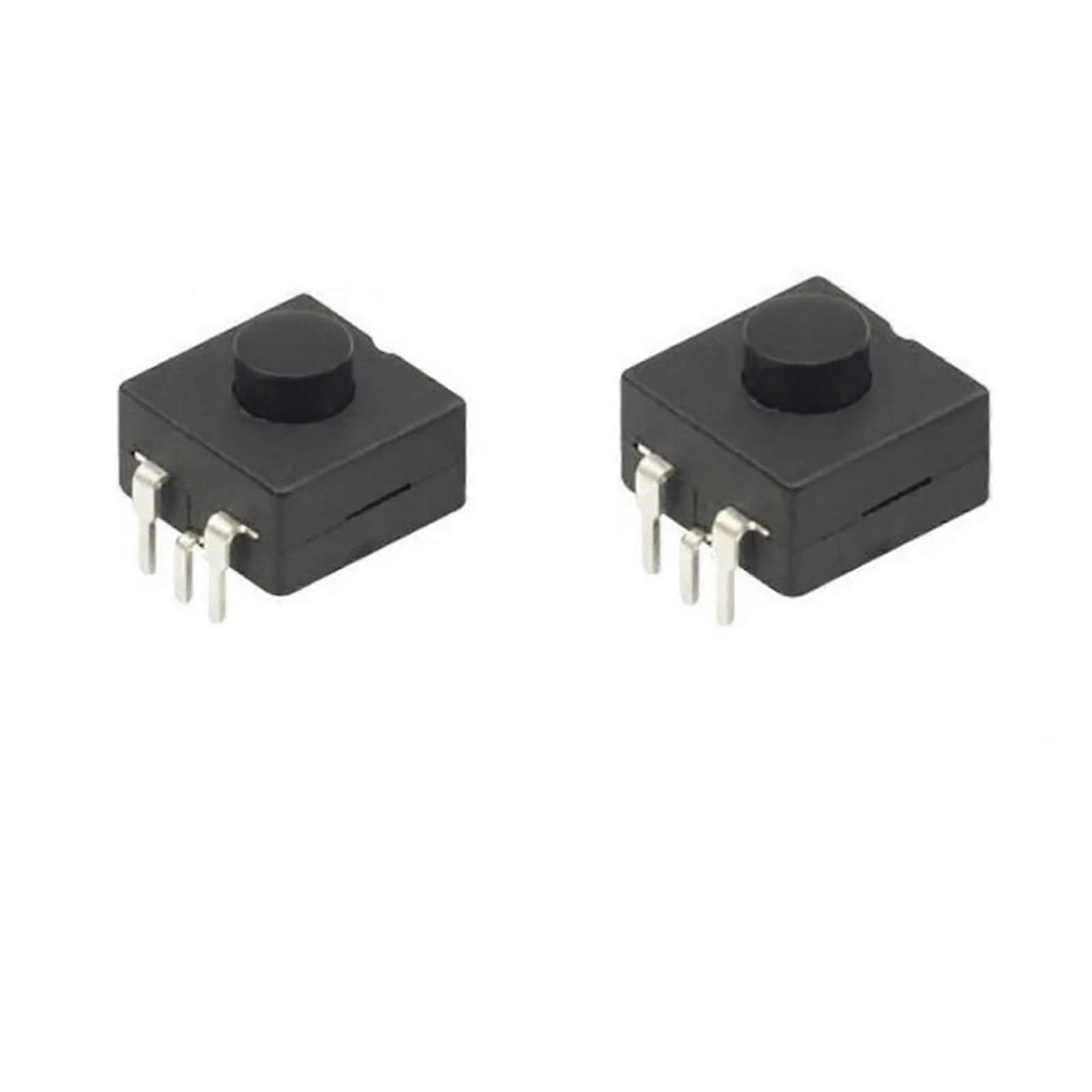 10pcs 12x12mm Push Button Switch 3 Pin Black Small On Off Switch for Flashlight Electronics