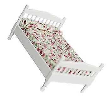 Cama de casal decorativa para casa de bonecas, ideal para decoração de micro paisagem.