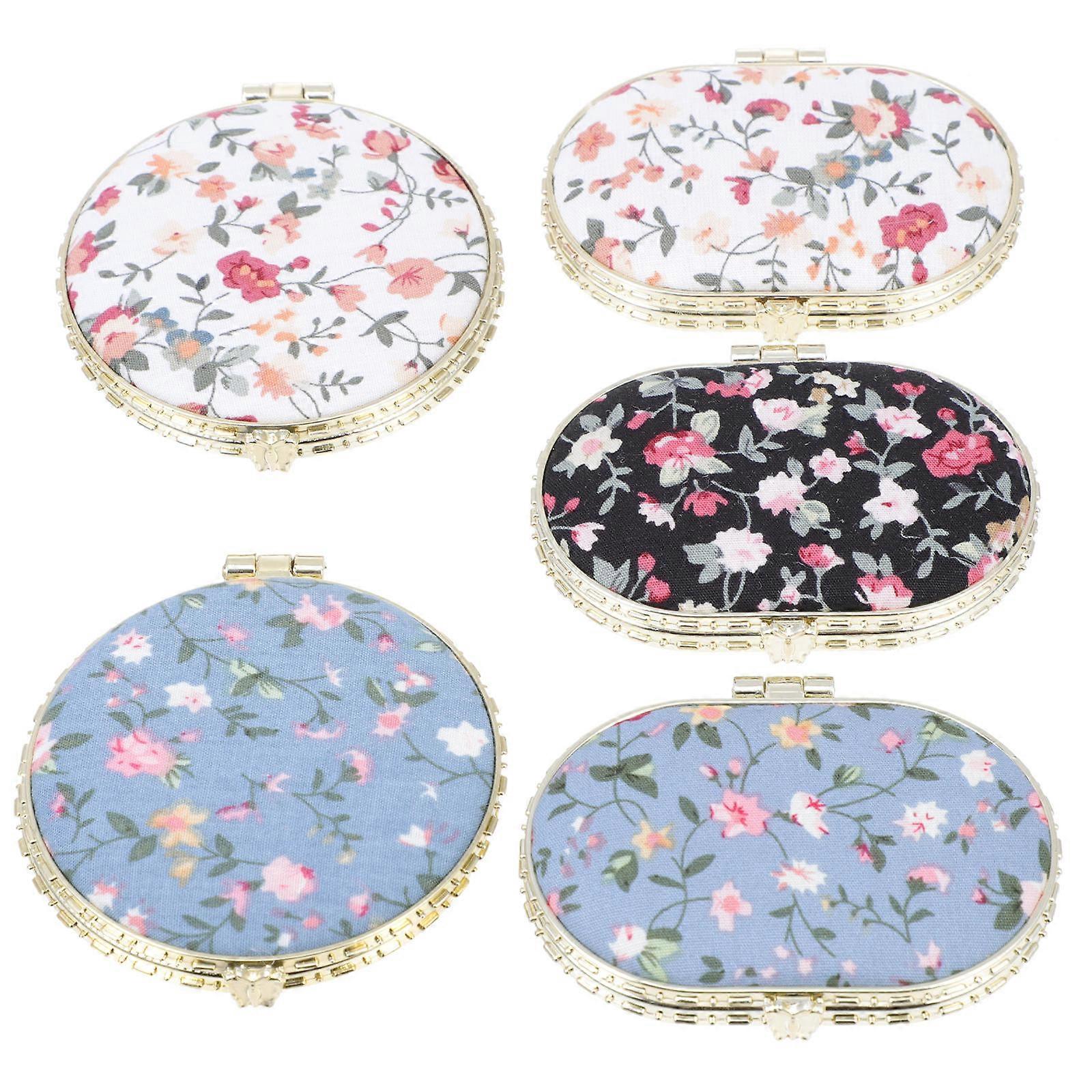 Flower Pattern Makeup Pocket Mirror for Makeup 5Pcs Compact Small Mirrors