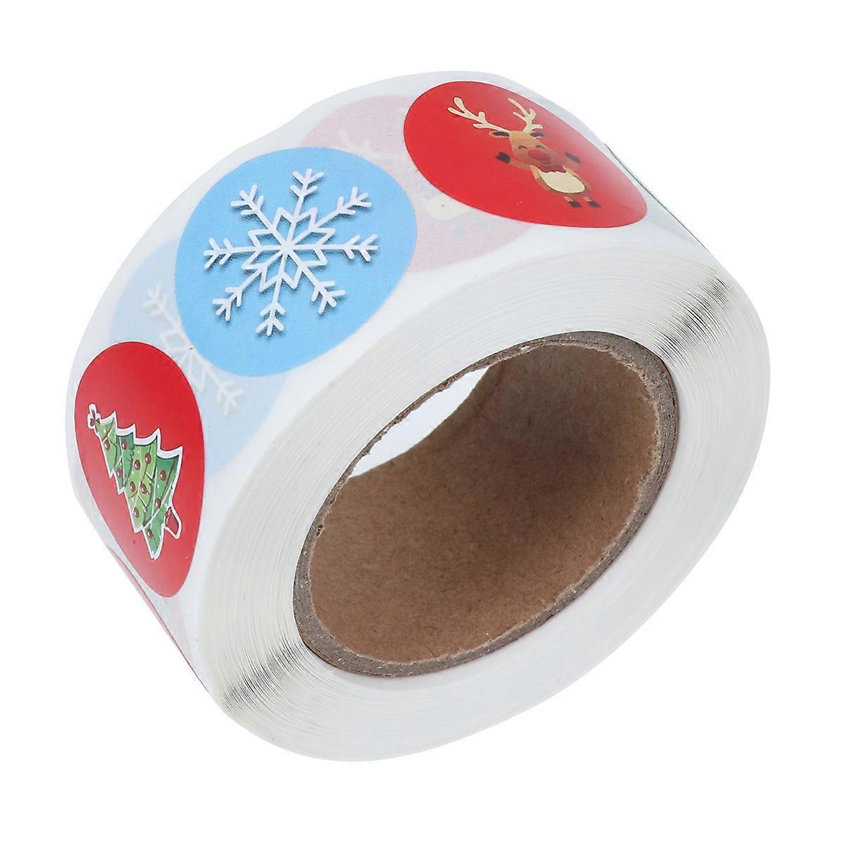 Christmas Scrape Sticker Label Round Decoration for 1 Roll