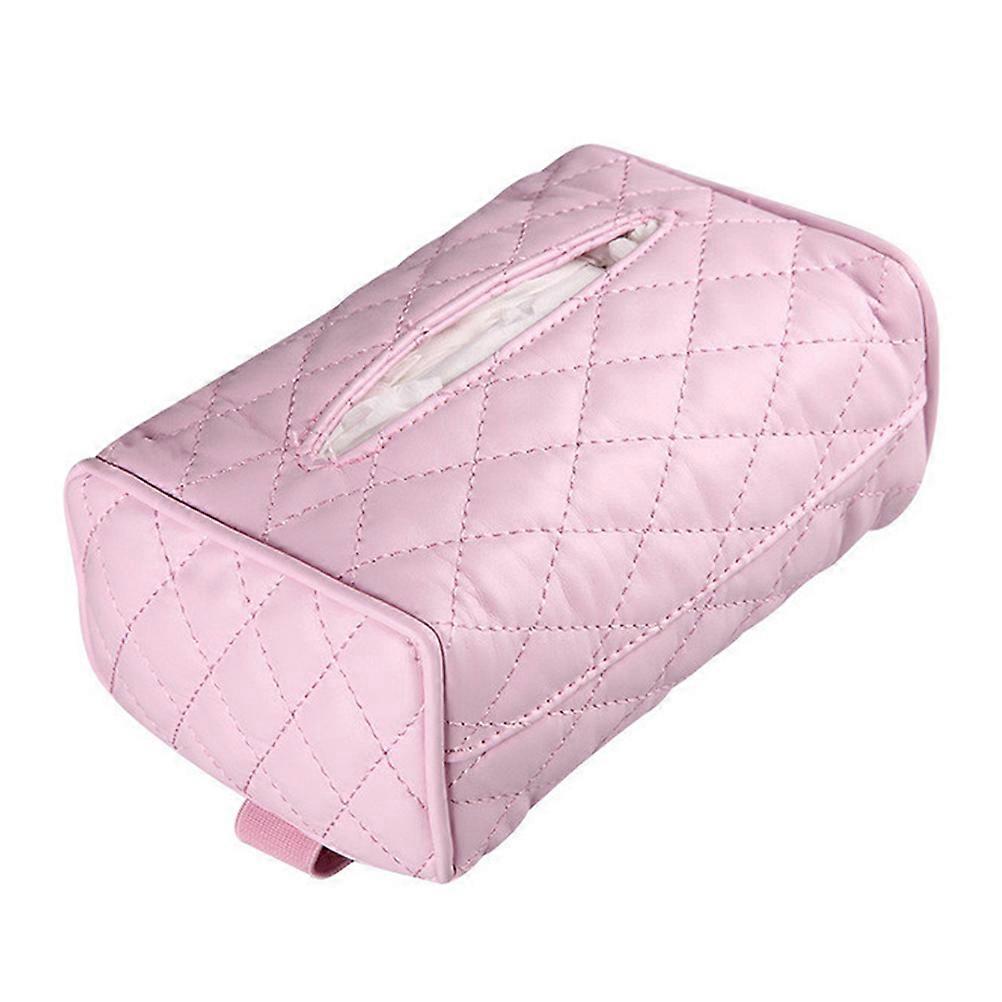 Pink Car Tissue Box Cover PU Holder for Tissue Storage