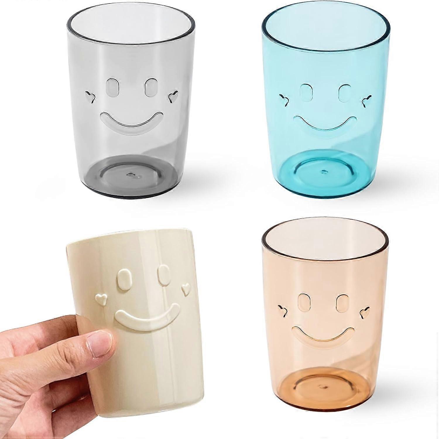 4-Pack Smiley Face Pattern Bathroom Rinse Cup - 300ml