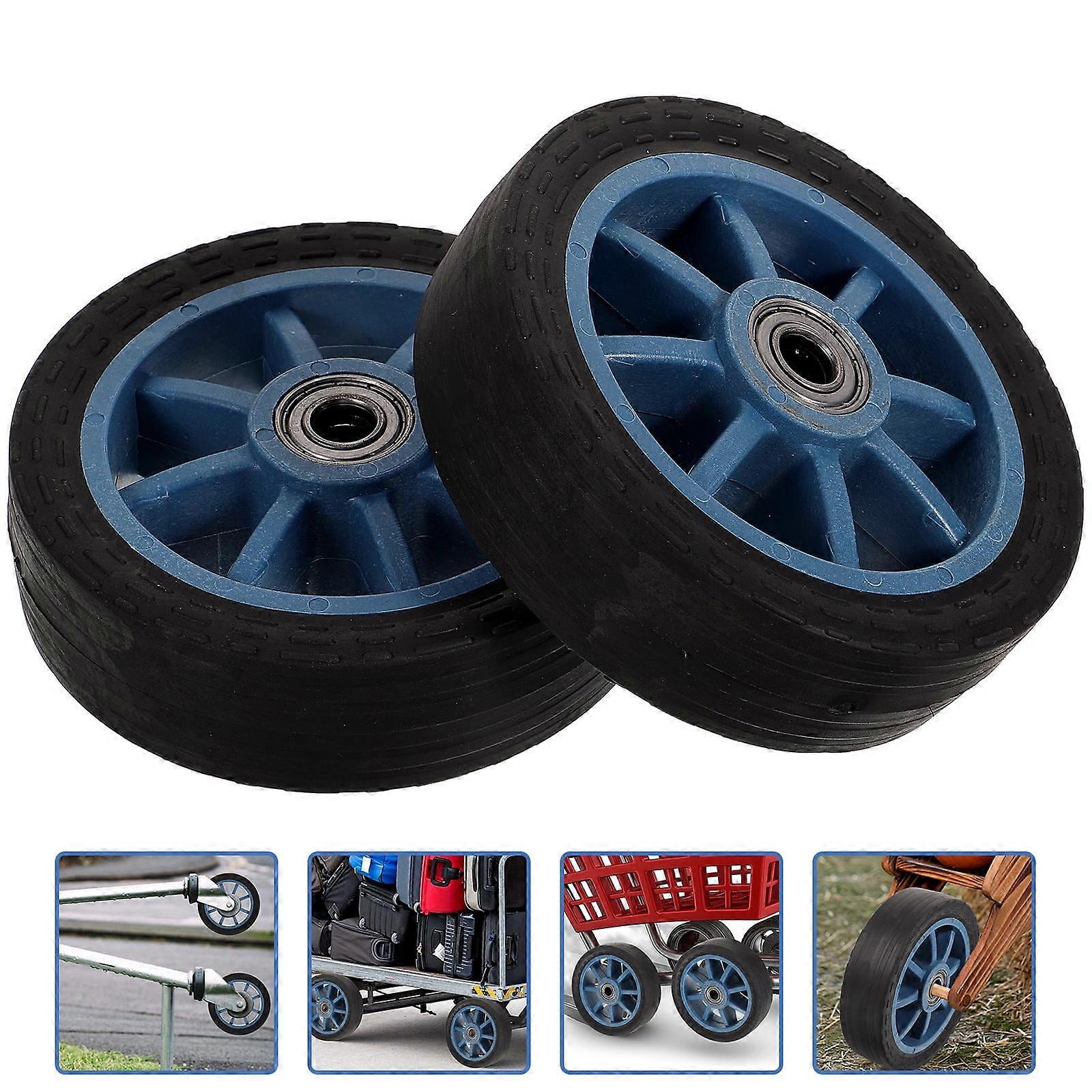 2Pcs Replacement Caster Wheels PVC Black for Trolleys