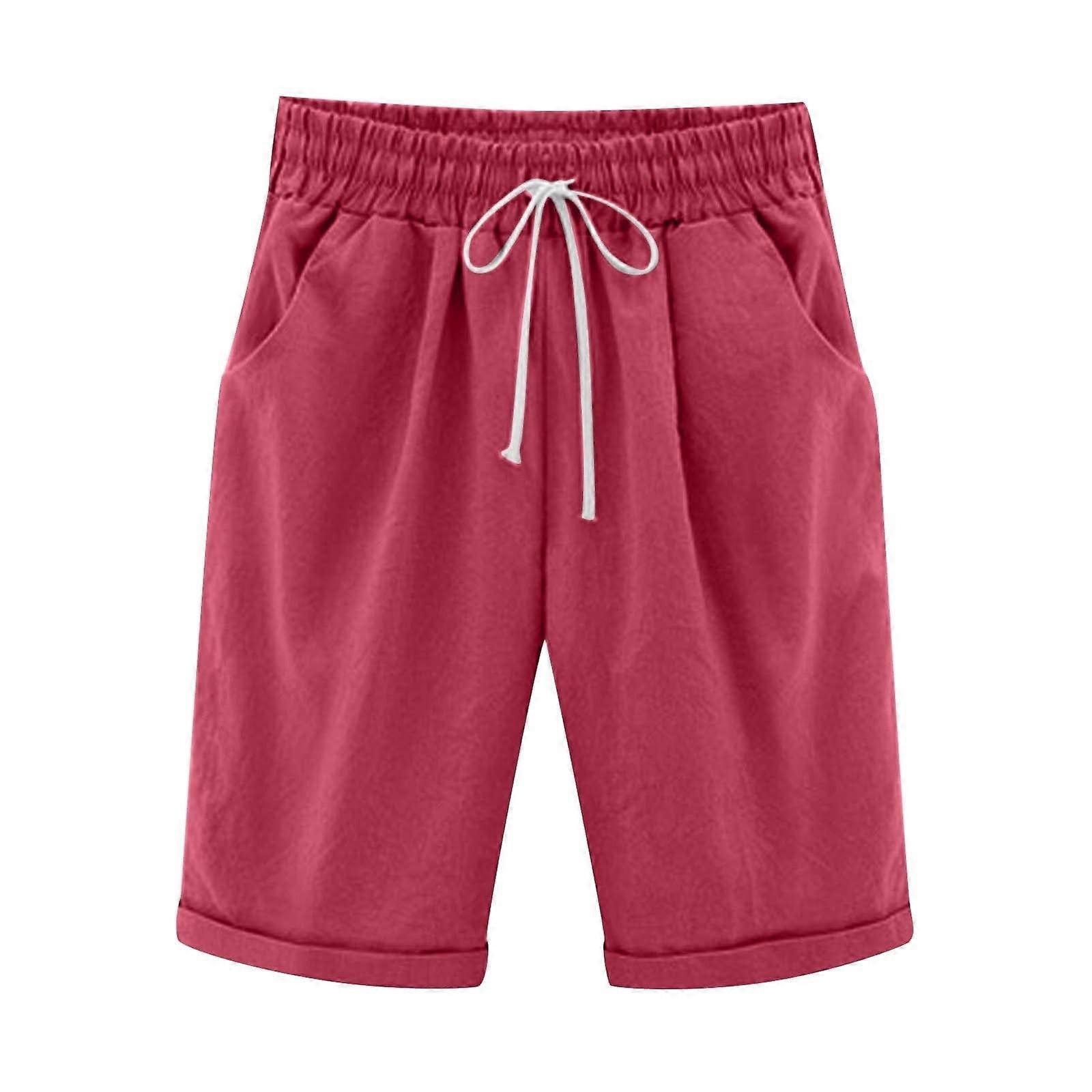 Damen-Shorts, einfarbig, hochgeschnittene Bermuda-Shorts