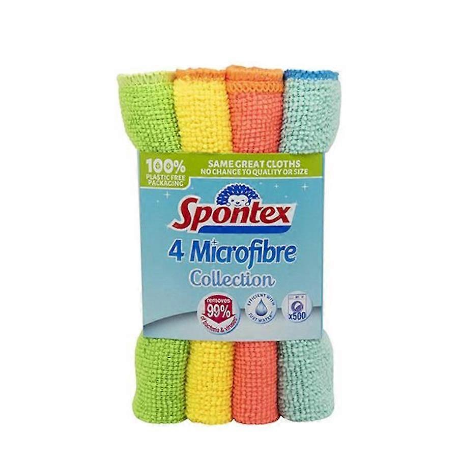 Spontex Microfibre Cloths - 4 Pack, Super Efficient, Long Lasting, Washable