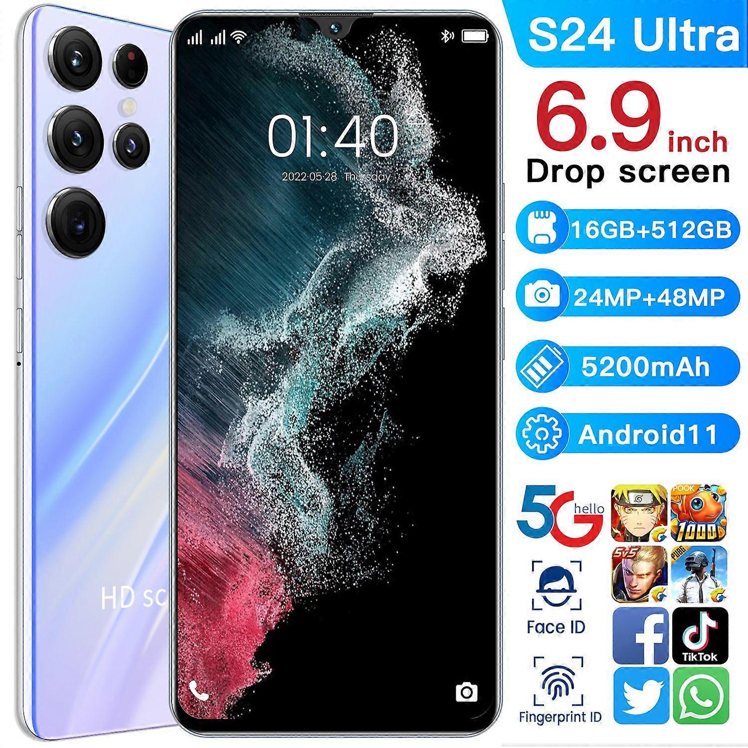 Smartphone Android S24 Ultra de 6,9 ​​polegadas com câmera dupla