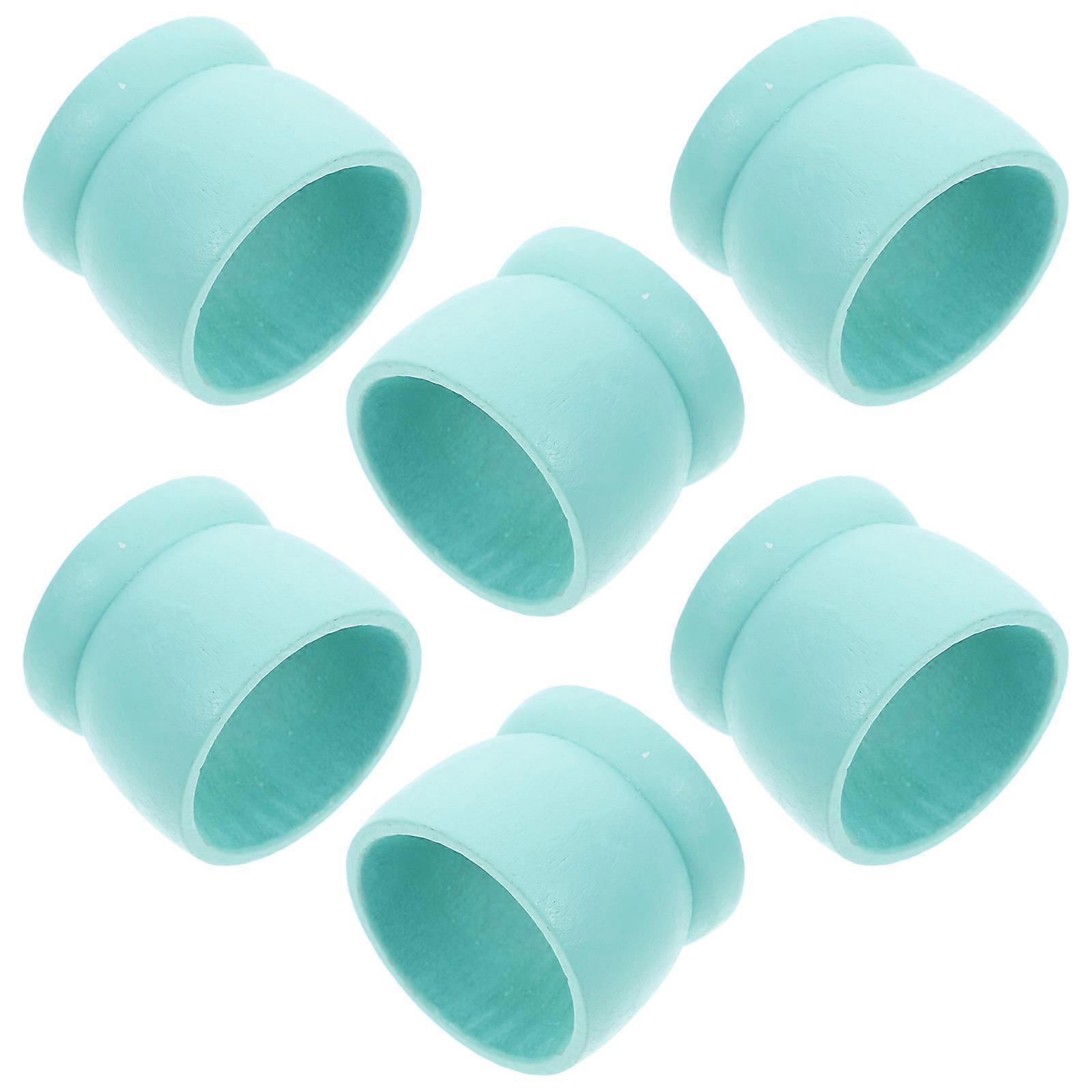 Light Green Wooden Easter Egg Cups for Storage 6Pcs Kitchen Decorative