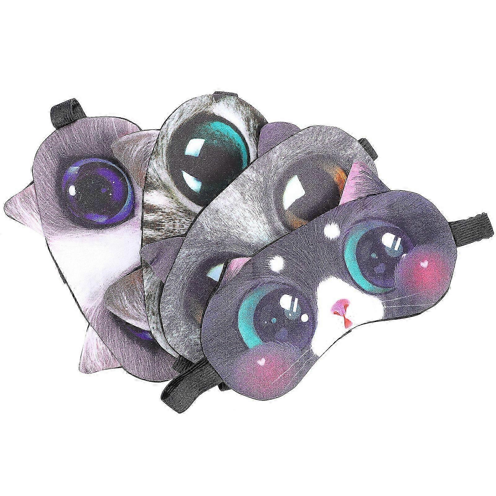4Pcs Adjustable Cat Pattern Sleep Eye Shades, Comfortable Light Blocking Eye Masks