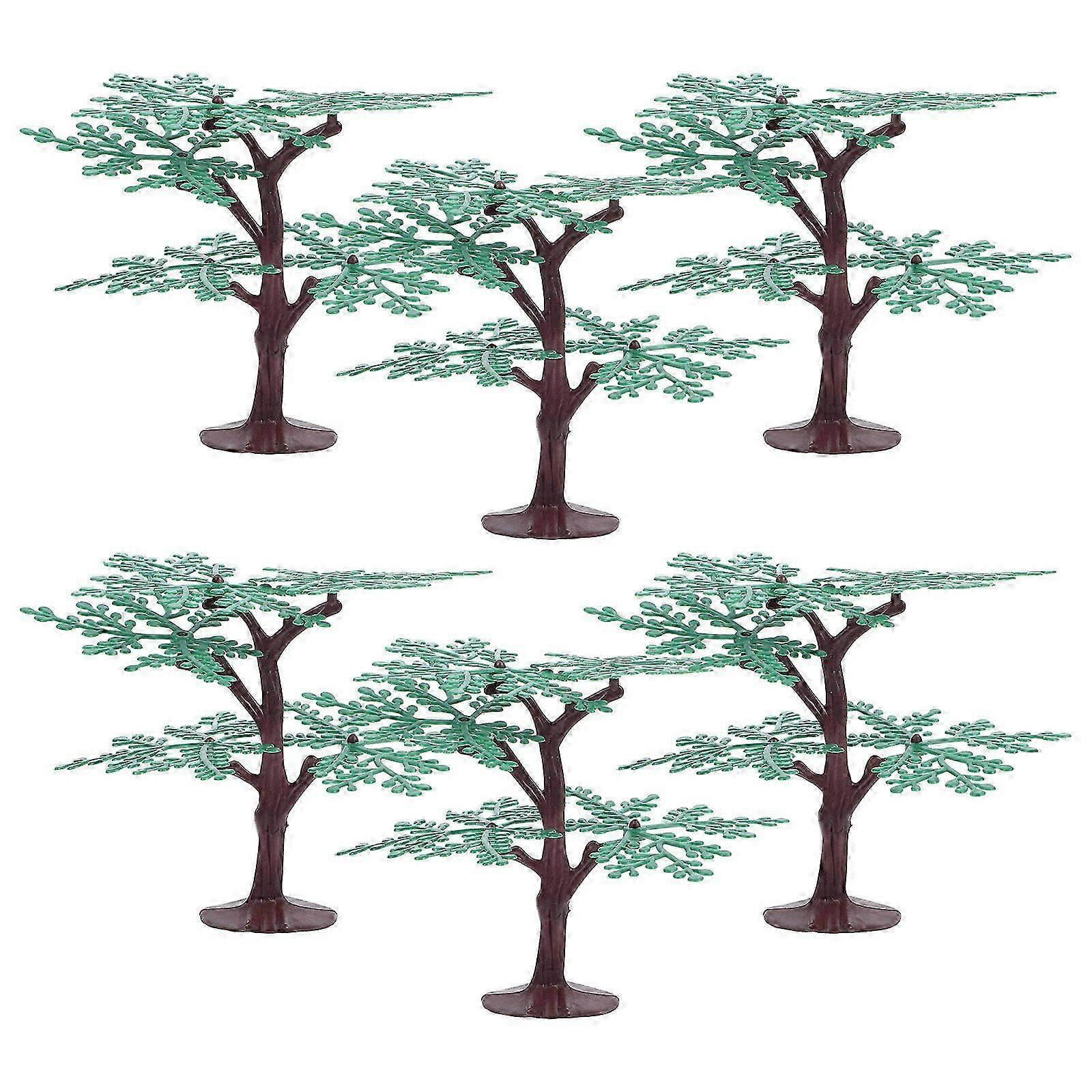 6Pcs Green Plastic Miniature Trees for Micro Landscape & Model Railroad Projects