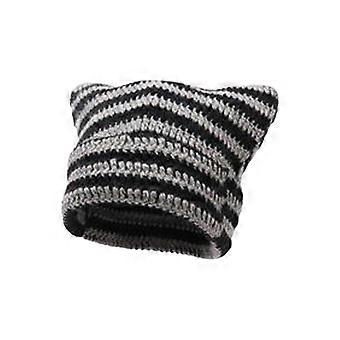 Winter Unisex Beanie Hat Little Devil Striped Knitted Cap Cat Ears Women Hats