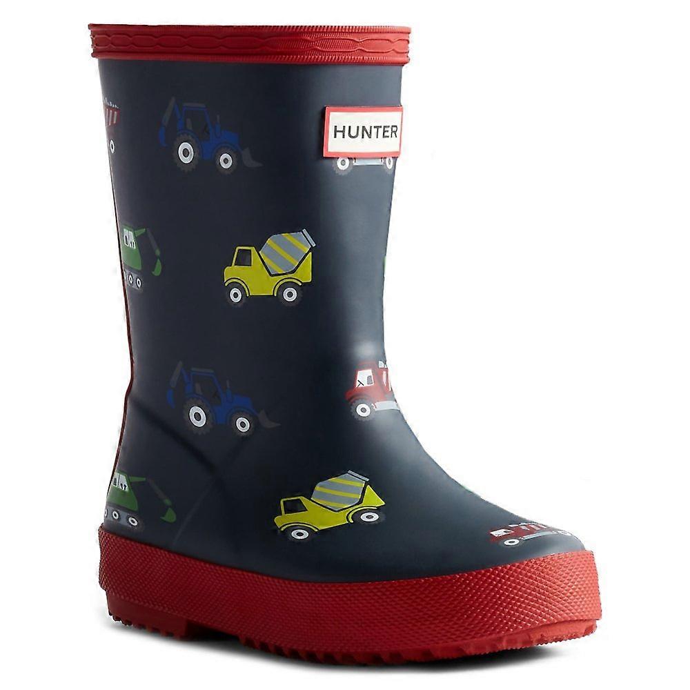 Hunter Kids First Construction Print Wellingtons