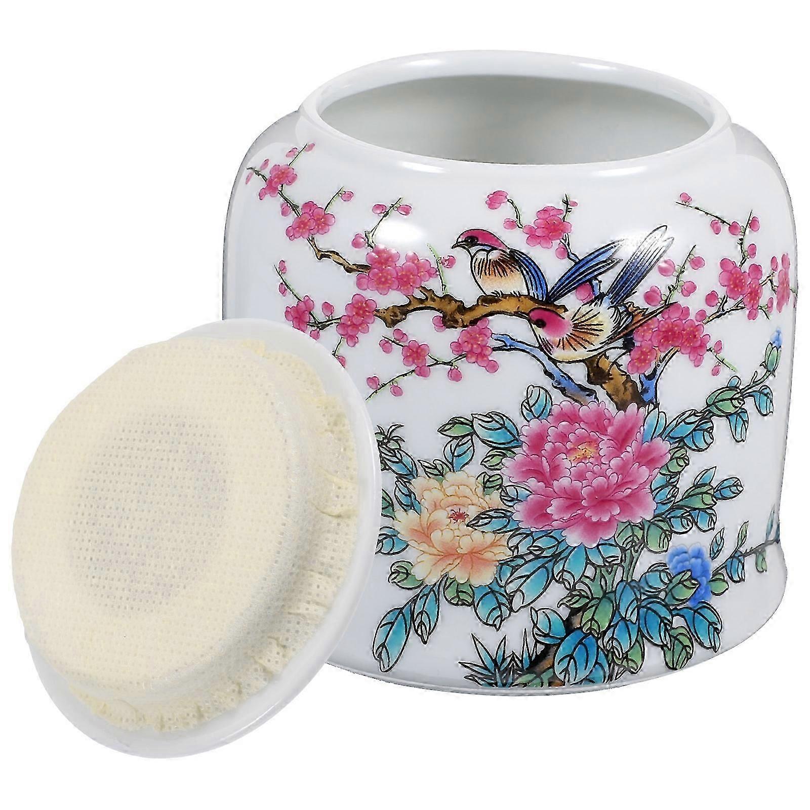 Ceramic Tea Jar Storage Container with Lid, Vintage Style for Loose Tea, Kitchen Tea Room Organizer