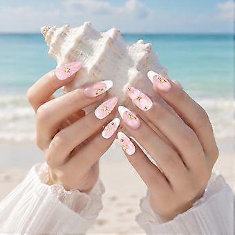 24Pcs Ocean Theme Press On Nails – 3D Shell Starfish – for Women
