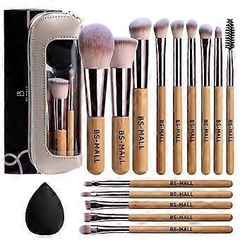 14-teiliges Make-up-Pinselset, inklusive 1 Make-up-Schwamm – essentieller Foundation-Pinsel, Puderpinsel, Concealer-Pinsel, Lidschattenpinsel, Rougepinsel und