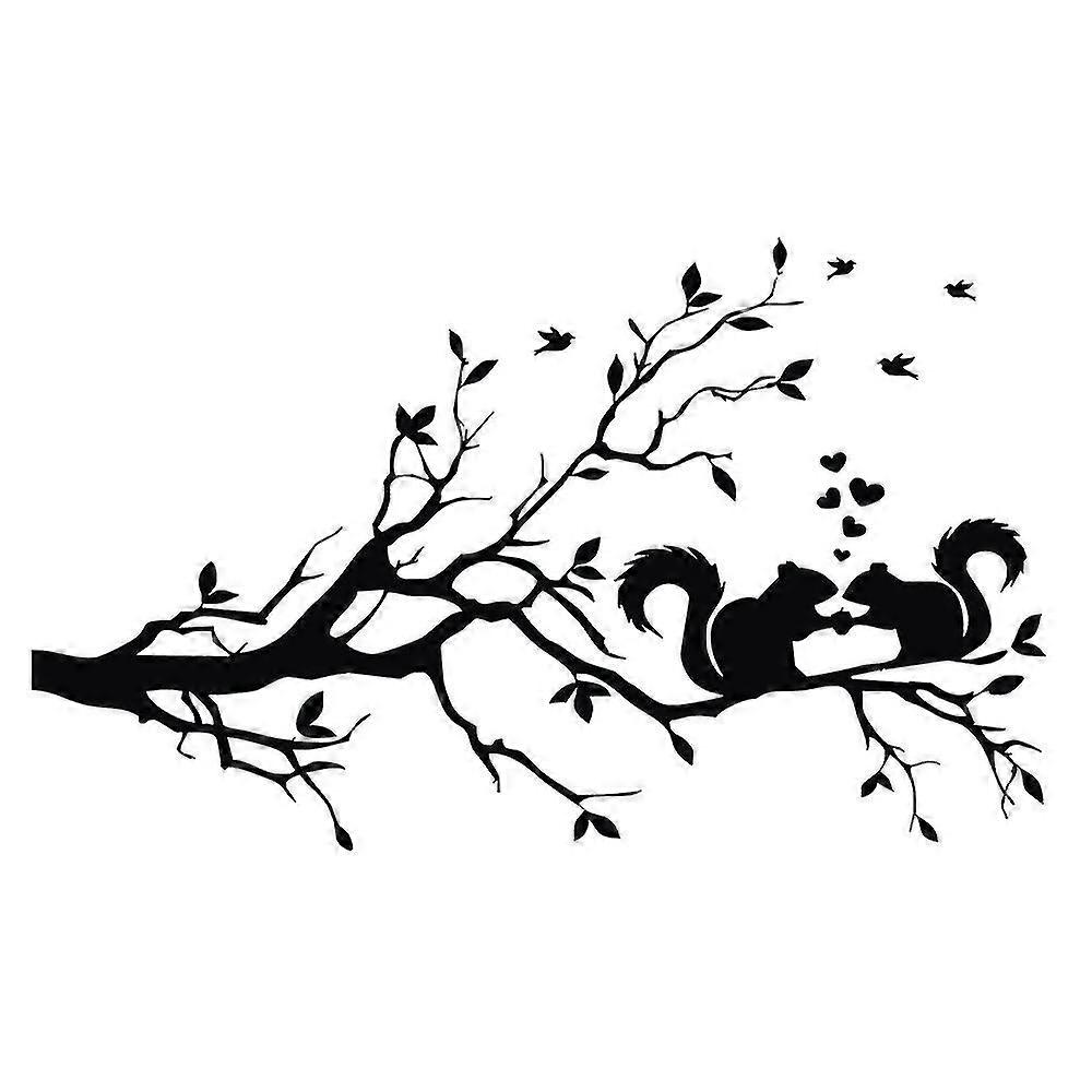 35*57CM Squirrel On Tree Branches Removable Vinyl Wall Stickers compatible with Kids Room