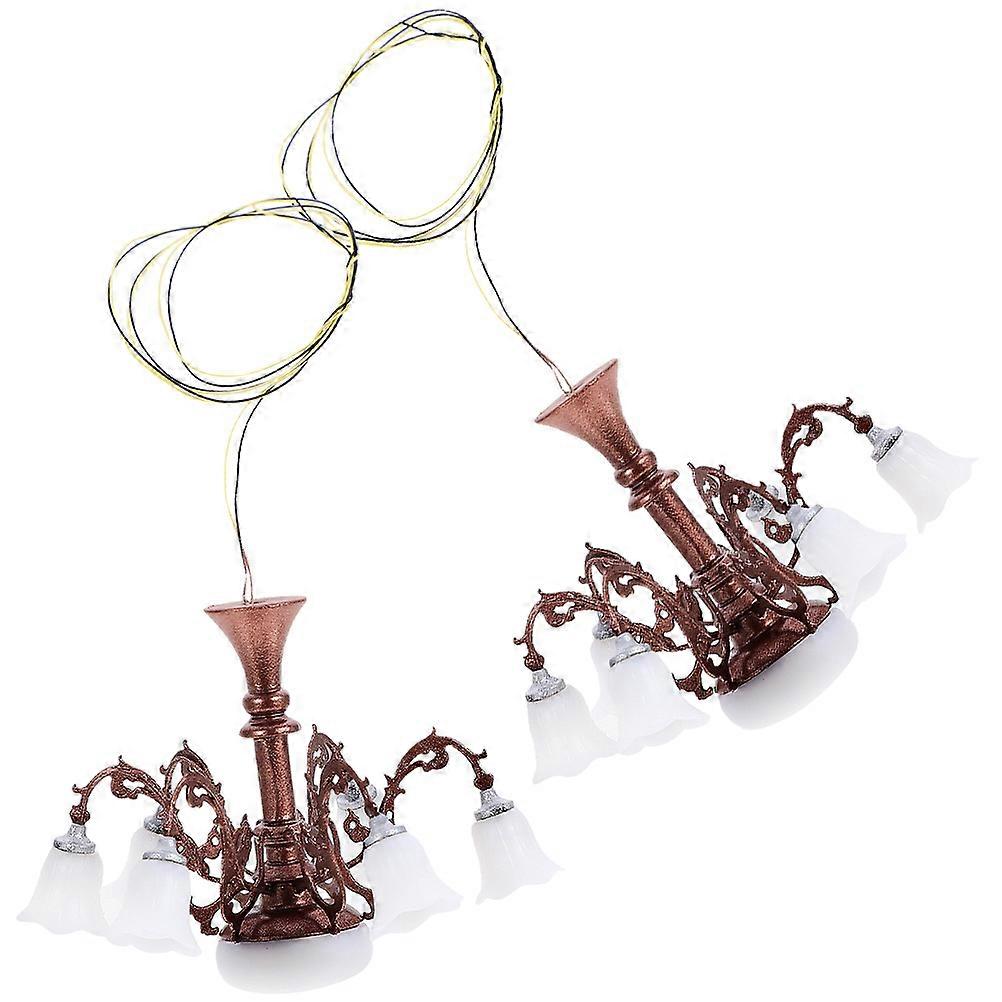 2pcs Miniature Model Chandelier Tiny House Ceiling Lamp Sand Table Ceiling Light Model