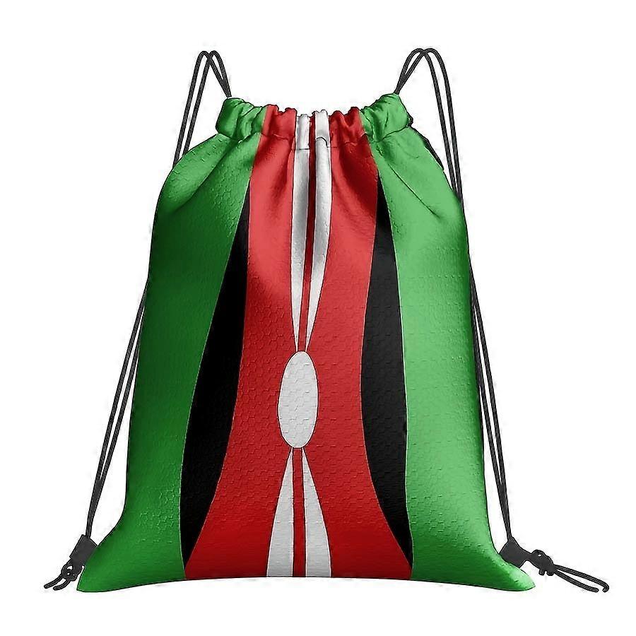 1pc 2D Printed Red-Green Gradient Geometric Pattern Drawstring Gym Bag - Athletic Style Drawstring Backpack, Multifuncti-Cqazw