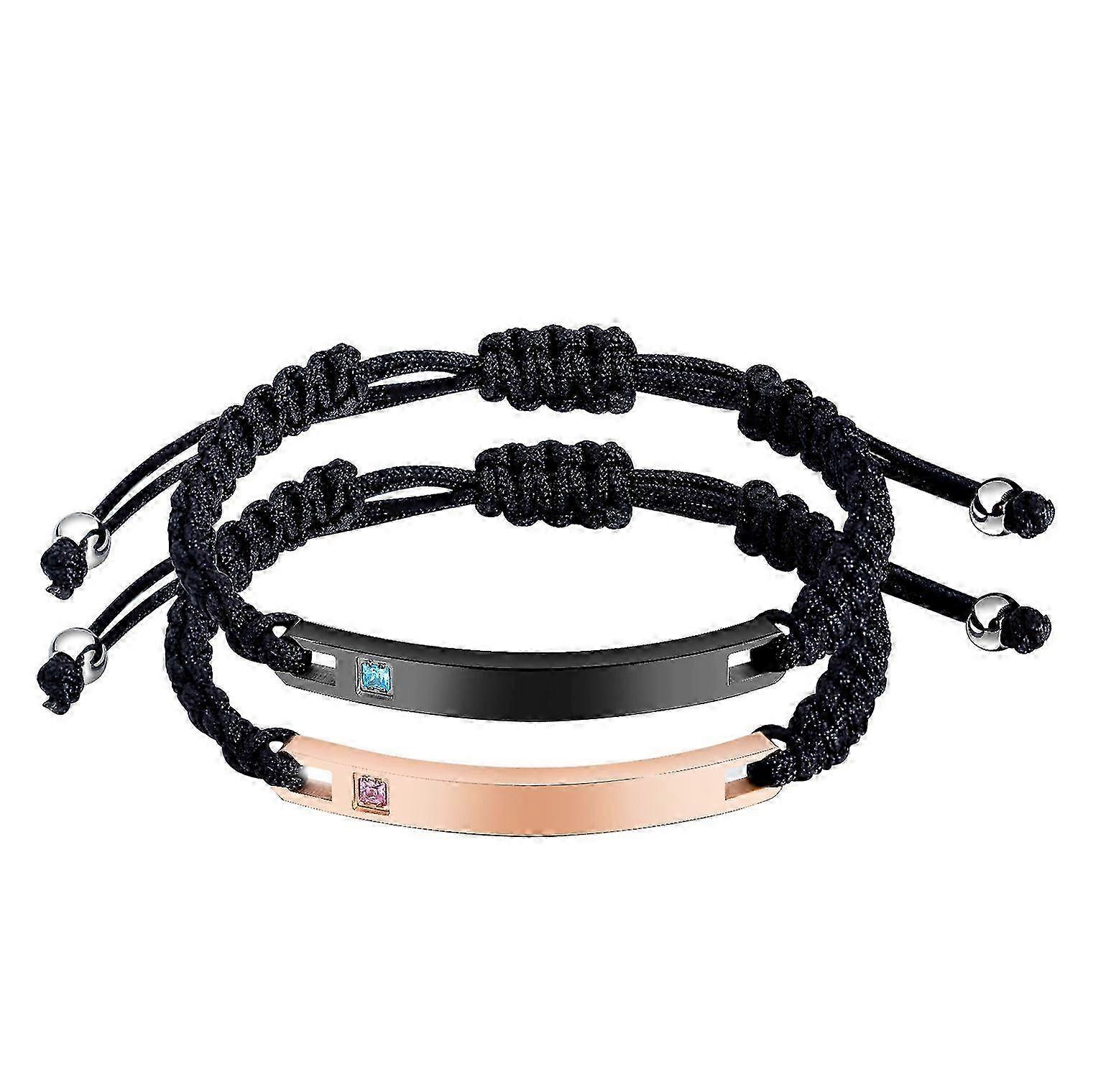 2pcs Matching Set Titanium Stainless Steel Bracelet