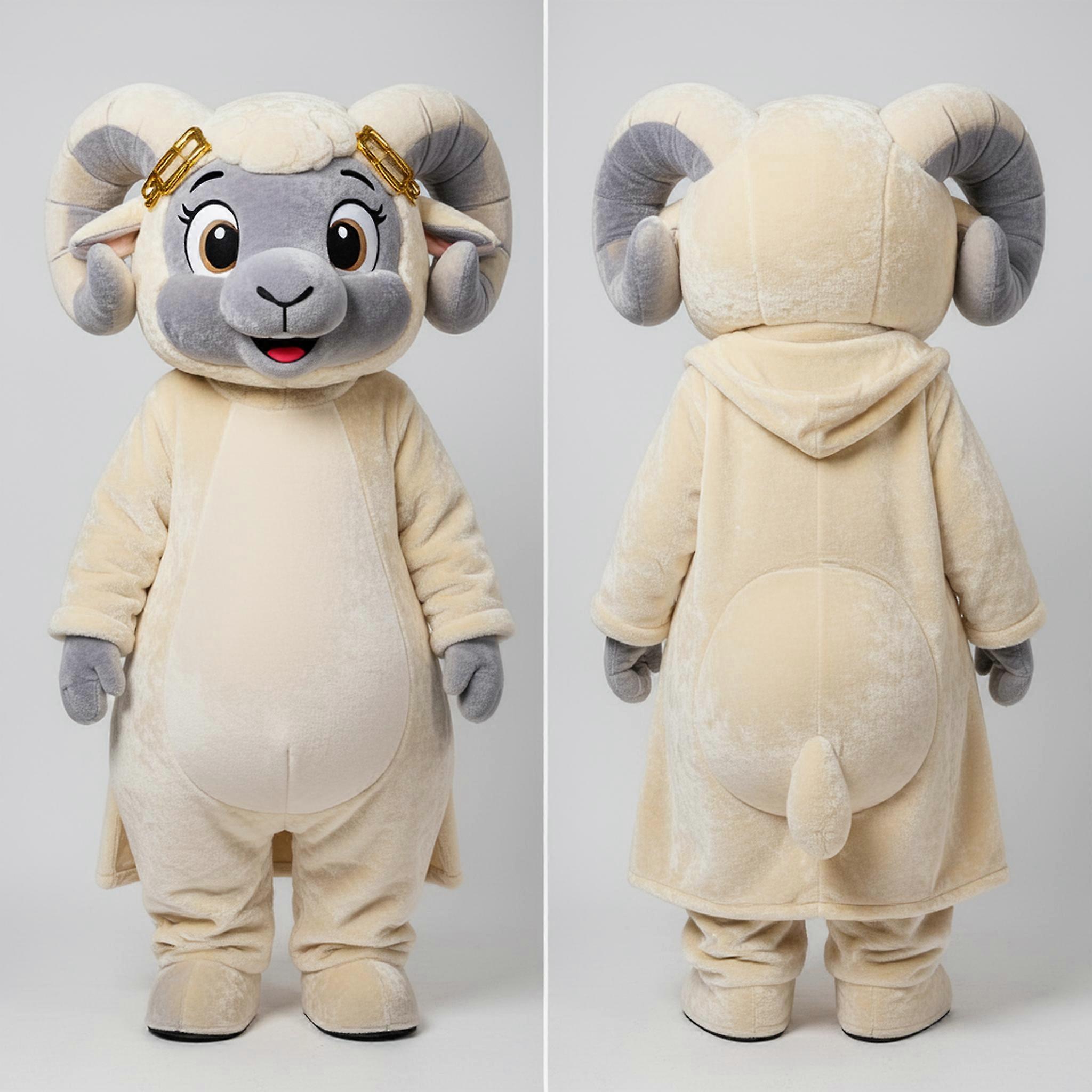 MASTICOT Creamy White Fluffy Ram Mascot