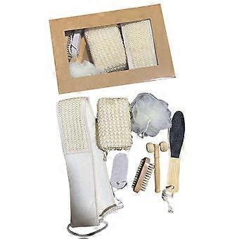 Brosse de bain exfoliante, brosse de douche, outil ergonomique pour le dos, nettoyant exfoliant avec luffa pour peaux sensibles, multicolore