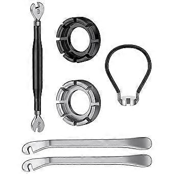 Bike Spoke Wrench Tool Kit 6 Pcs with Tire Levers Universal Rim Truing Set for Bicycle Repair