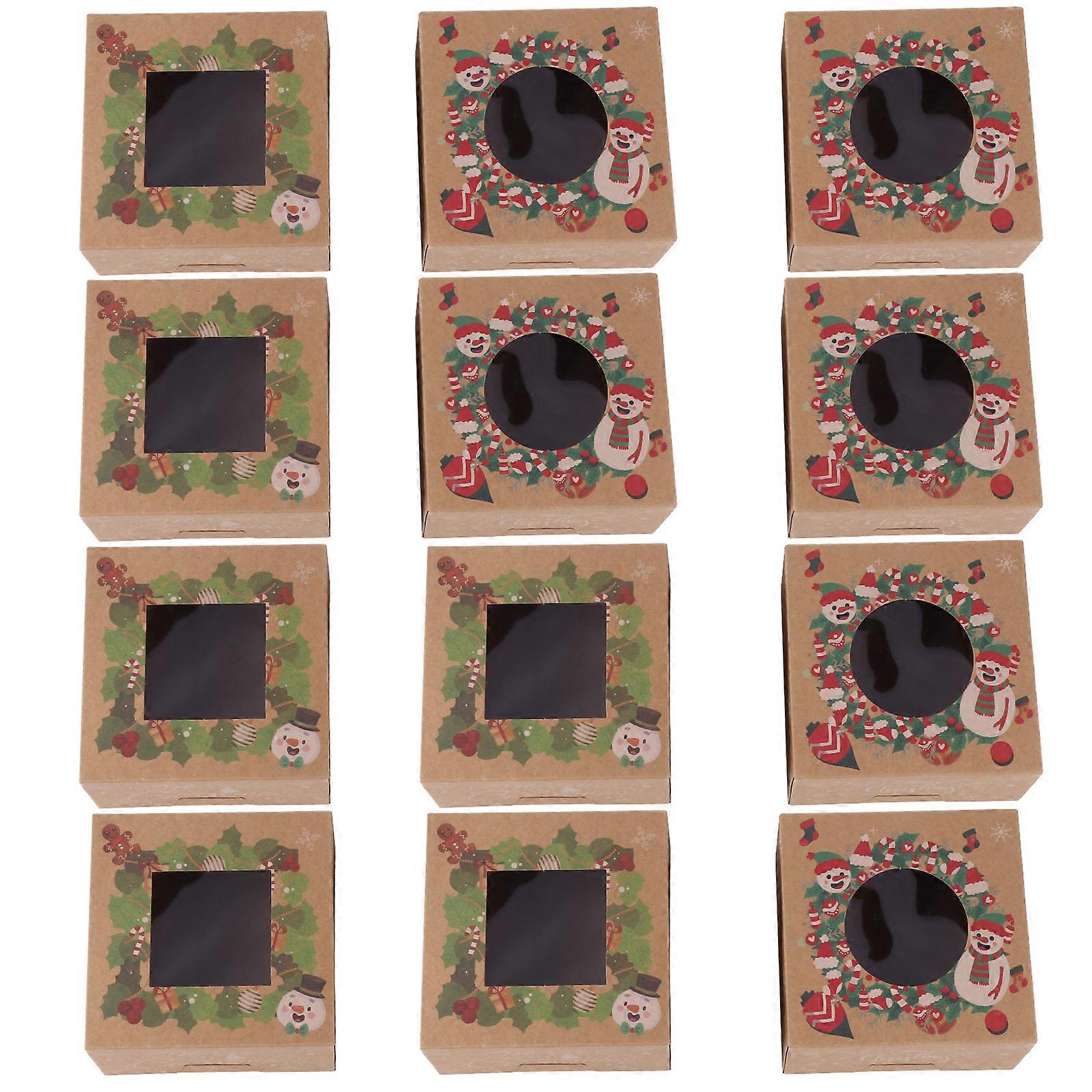 Cake Box for Storage 12Pcs Christmas Paper Cake Packaging Boxes