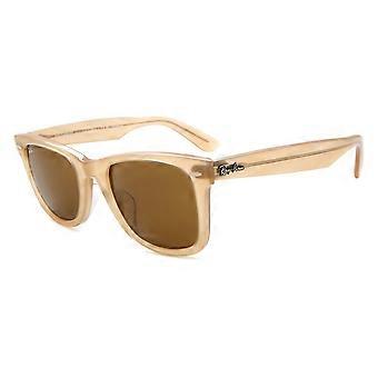 Ray-Ban RB2140F Wayfarer Asian Fit 140833 Volledig omrande transparante meekleurende gestreepte bruine unisex Wayfarer zonnebril UV3 origineel