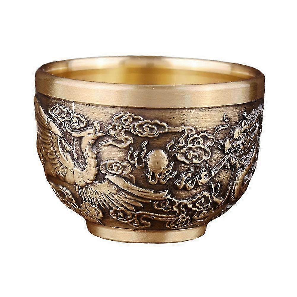 Hand-Embossed Copper Dragon Phoenix Cup