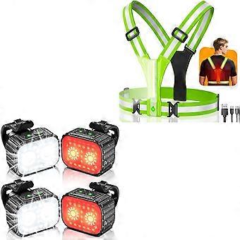 LED Reflective Vest for Running with 360° Visibility, Dual Type‑C Rechargeable Lights, Adjustable Fit