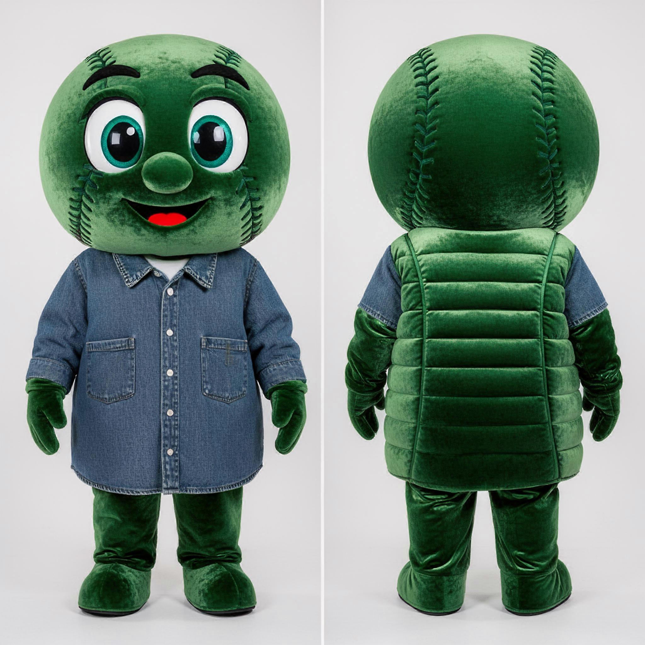 MASTICOT Emerald Green Broad Shouldered Baseball Ball Mascot
