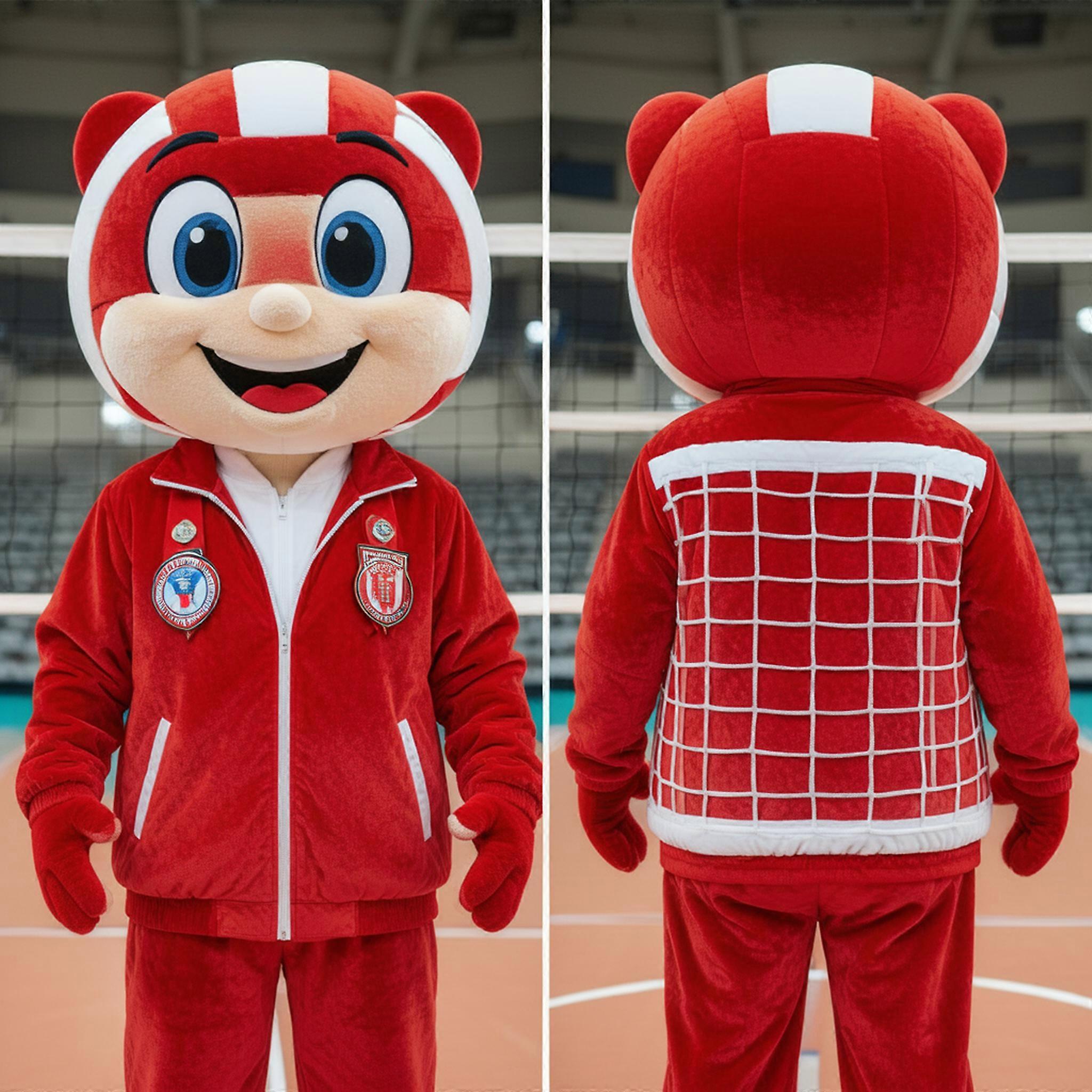 MASTICOT Red Net Patterned Volleyball Net Mascot