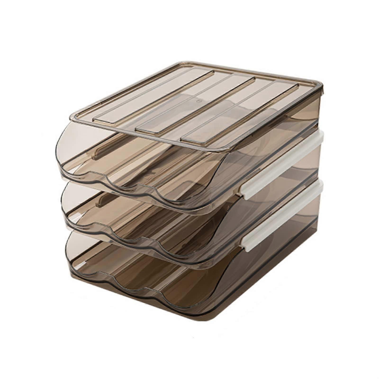 Egg Container for Refrigerator, Automatic Rolling 18Grid Stackable Egg Holder, SpaceSaving Organizer for Chicken and Duck Eggs