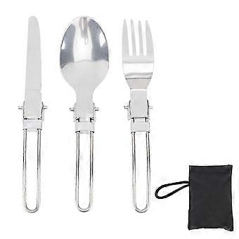 Travel tableware Set Collapsible Portable Stainless Steel Flatware Sets - for Garden Dinner RV Life Daily Life_HP