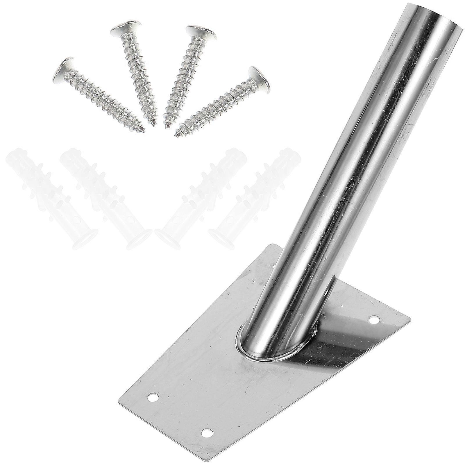 Flagpole Fixing Bracket Wall Mount Fixed Support Silver Rectangular 1Set