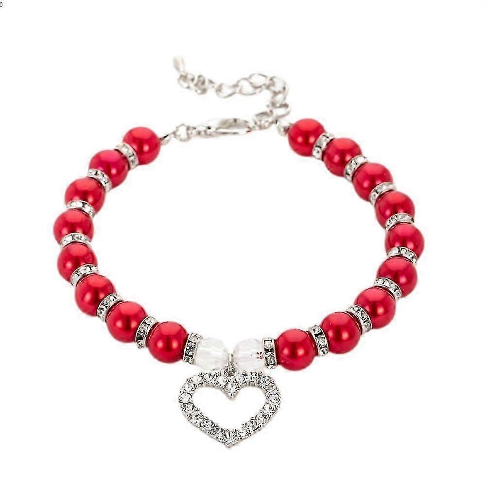 Heart Pearl Rhinestone Pet Collar Set